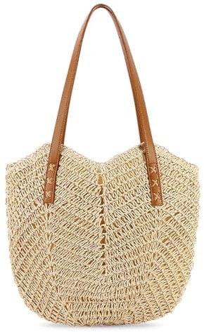 SUNOYA Sac De Plage D'été, Sac De Plage en Paille, Beige Sac à Bandoulière en Paille pour Femme, Sac à Main en Paille pour Femme, Sac à Bandoulière Tissé à La Main pour Plage Voyage Vacances