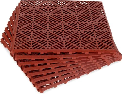 Amari Bargains Plastic Interlocking Garden Tiles - Anti Slip Decking Tiles - Non Slip Waterproof Deck Board - Outdoor Paving Lawn Grid - 30x30cm (Terracotta - 20x)