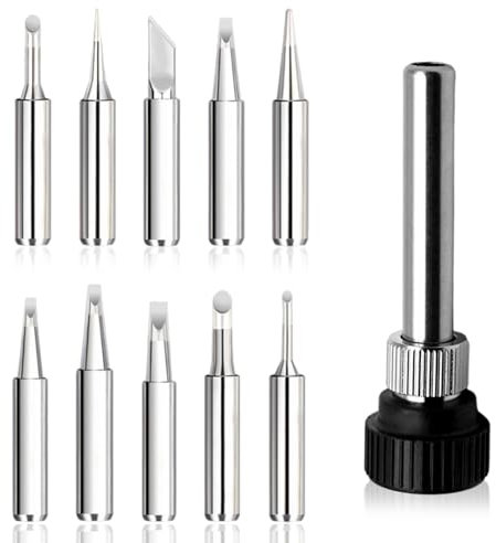 Kupfer Lötkolben Set,11 Stück Schweißstift Düse, Schweißlötspitzen, Bleifreies Lötspitze Kupfer Lötspitze Kupfer für Lötstation, Schweißen, Löten usw (Silber)