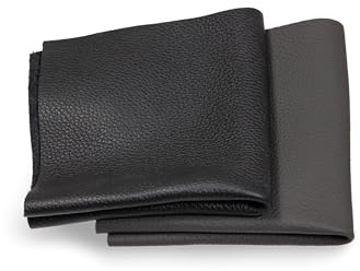 Lederstücke - Variierende Lederbündel in verschiedenen schwarzen Farbtönen, Leder Zuschnitt, Extra Große Stücke, Hochwertig zum Nähen, Lederverarbeitung, Basteln, Beziehen, Deko, 800g - min. DIN A5