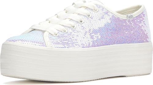 Keds Women's Triple Up Fashion Sneaker, Snow White/Iridescent, 8