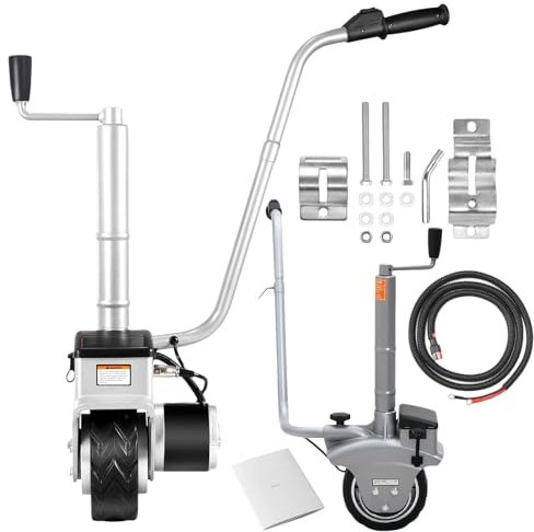 Fablestoryem 12-V-Stützrad mit Motor, Anhängerheber mit Ratsche, elektrischer Mini-Mover, Anhängelast von 2270 kg, Bewegungsgeschwindigkeit von 6-7 m/min, für Wohnwagen, Bootsanhänger, 350 W