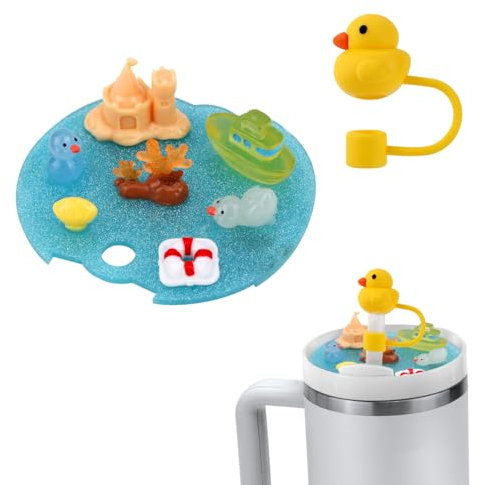 Stanley Lid Charms - Silicone Straw Covers, Acrylic Cup Lid Toppers - Duck Style