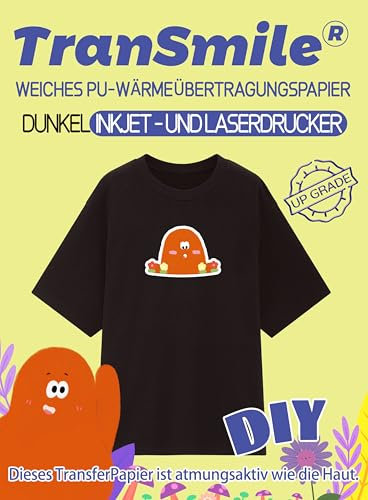 TRANSMILE 10 A4 +1 A3 Silikonpapier Laser/Inkjet Transferpapier Bügelfolie für dunkle T-Shirts, bedruckbares Transfer-Vinyl zum Aufbügeln für Tintenstrahl- und Laserdrucker (TM-3-3.0-10)