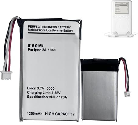 HIGHAKKU Replacement Battery 616-0159 Compatible with MP3 Player Music Player Apple iPod 3rd Generation, 10GB, 15GB, 20GB, 30GB, 40GB, 3G, 3rd Generation, 3, A1040