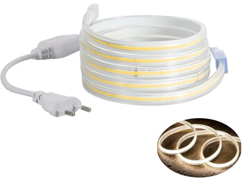 COB LED Stripe Set, LED Streifen Band Lichtschlauch Leiste Kette, Teilmöglichkeit aller 10 cm, 360LEDs pro Meter, IP20 Netzkabel mit Eurostecker (02 Meter, Neutralweiß (4000K), ohne Schalter)