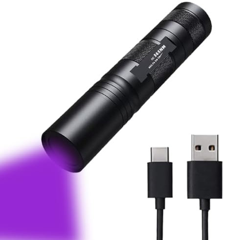 Tomedeks 10W 395nm UV Taschenlampe USB Aufladbar UV Taschenlampe Bernstein Schwarzlichtlampe Schwarzlicht Haustierurin Detektor Geld-Detektor