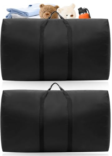 Zyren 2 borse da trasloco da 100 l, con chiusura lampo, colore nero Oxford, impermeabile, borsa per il trasporto, grande per cuscini, vestiti, biancheria da letto, trasloco