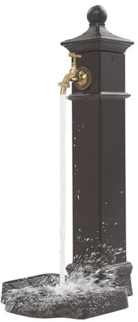 Robinet de jardin sur pied rétro en fer et laiton pour arrosage de jardin, ferme, arrosage, lavage avec 74 cm de hauteur, montage facile et design robuste (rouille marron)