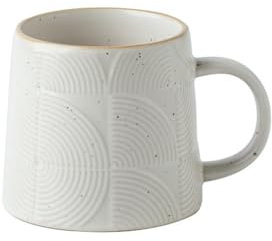 430ml/14.5oz American household simple design sense relief sesame glaze ceramic cup - white
