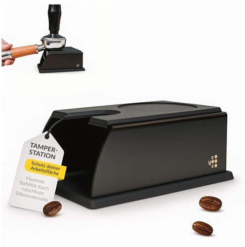 Coyooco Tamperstation für Siebträger - aus Edelstahl & Silikon - rutschfest & Kratzfest (15 × 10 × 6,5 cm) - Barista Zubehör für alle Tamper für gleichmäßiges Andrücken