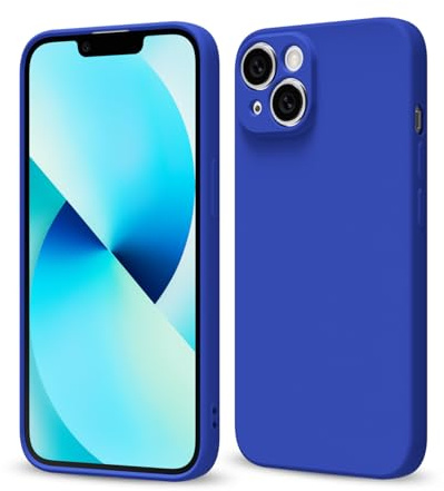Svaove for iPhone 13 Phone Case Liquid Silicone, Thin Ultra Slim Minimalist Phone Cover, Girly Cute Plain Bright Solid Color Matte Soft Rubber Jelly Gel Plastic TPU Bumper, Royal Blue