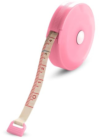 Trimming Shop Retractable Measure Tape, 60 Inch / 150CM Dual Sided Soft Round Measuring Tape for Body, Sewing Fabric, Tailor, Cloth Craft Measurement Tape (Pink, 1pc)