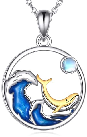 ONEFINITY Wal-Halskette 925 Sterling Silber Wellen Anhänger Meer Tier Strand Thema Ozean Schmuck Geschenke für Frauen