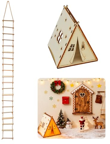 Elfo Natale Kit, 5 Pezzi Elfo Dispettoso Legno Accessori