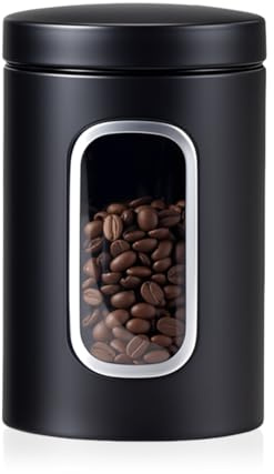HMCEY Bote Hermetico Acero Inoxidable 11 X 17.3 CM,Recipiente para Guardar Cafe En Grano,Recipiente Almacenamiento con Ventana de Visualización,Tarro para Guardar Te Metalico,Bote para Azúcar Cocina