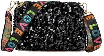 Uwiyo Pailletten Umhängetasche Damen, Damen Clutch Glitzer Kleine Pailletten Crossbody Umhängetasche Elegante Glitzer Abendtasche Schultertasche mit Reißverschluss für Alltag Prom Party