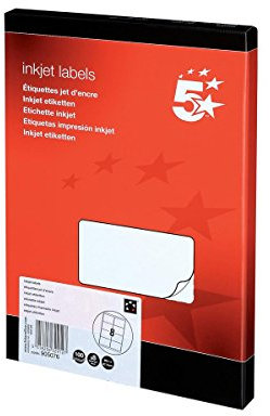5 Star Adressierungsetiketten Inkjet/Multifunktional 8 pro Blatt 99,1 x 67,7 mm weiß [800 Etiketten], Verpackung kann variieren