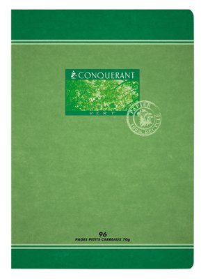 ConquéRant 28804 Schulheft mit sieben Stichen, Recyclingpapier, Tinte Offset, pflanzliche Basis, A4, 96 Seiten, 70 g, 210 x 297 mm, Weiß