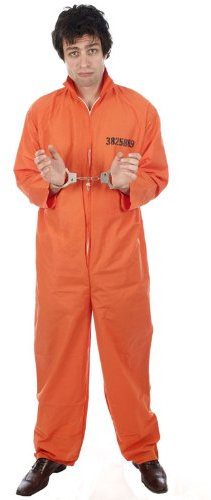 Mens Prisoner Convict Costume Orange X Large