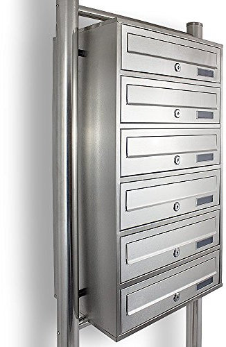 Edelstahl Stand-Briefkastenanlage Postkasten Letterbox Mailbox mit 6 Fächer