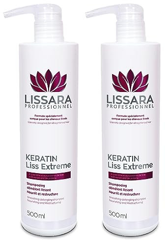 Lissara - Duo Conditioner und Shampoo ohne silikon sulfate und parabene | Shampoo Keratin-Verlängerung nach brasilianischer Blending - Made in France - 2 x 500 ml