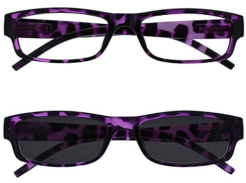 OPULIZE Die Lesebrille Unternehmen Lila Leicht Leser Mit UV400 Sonne Leser Wert Doppelpack Herren Frauen RS32-5 +2,50