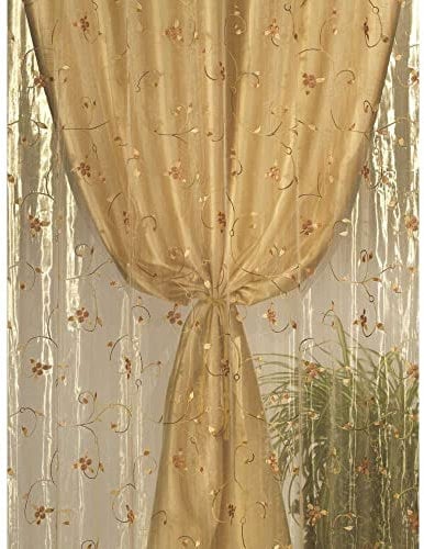 Home Collection TDS117 Tenda Doppia Shantung, Poliestere, Oro, 140x290 cm