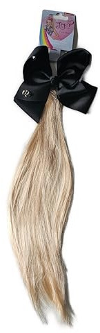 JoJo Bows - Small Black Bow & Blonde Fake Hair - Jojo Siwa Faux Hair Accessory
