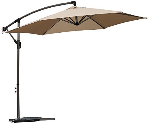 Angel Living 3M Parasol Excéntrico Sombrilla Voladiza con Manivela para Patio Exterior, Grande y Estable (Beige)