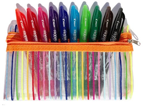 Pilot Frixion Tintenroller (radierbar) Design Set, 10er Sortierung mit Design Tasche | Kappenmodel