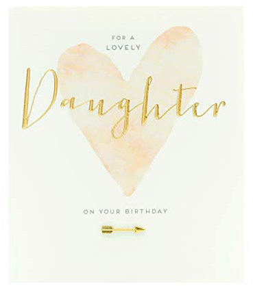 UK Greetings Geburtstagskarte für Tochter – Lovely Daughter Design, Weiß/Beige|Gelb|Grün, 159 mm x 184 mm