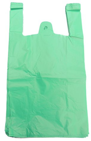 EPOSGEAR Extra Strong Eco Recycled Plastic Vest Carrier Shopping Bags - Perfect for Shops, Market Stalls, Off Licences etc (28mu Jumbo - 12 x 18 x 24, Green, 100)