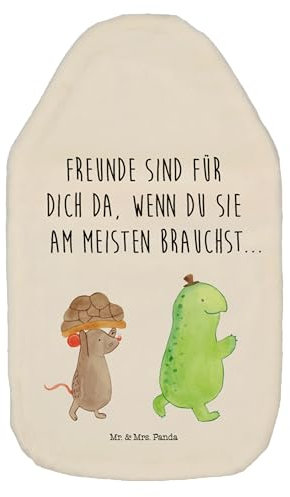 Mr. & Mrs. Panda Wärmflasche Schildkröte Maus - Geschenk, Körnerkissen, Freunde, Hilfe, Wärmflasche mit Bezug, Wärmekissen, Wärmflaschenbezug,