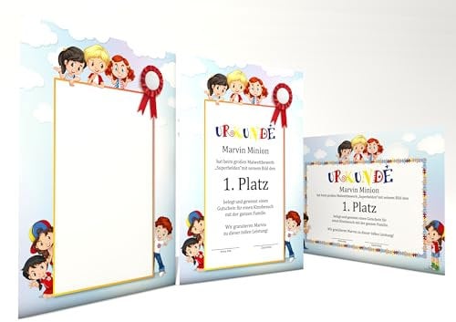 UrkundenpapierKinder 10 Blatt | modern | für Urkunden Zertifikate | DIN A4 190g/qm | hochwertig | Briefpapier | Kartonpapier | certificate paper | Blanko Urkunde | Anerkennung Papier