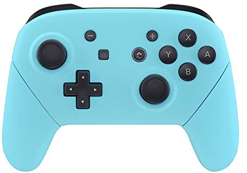 eXtremeRate Griff Hülle Set für Switch Pro Controller, Matt DIY-Ersatz Front Case/Rücken Gehäuse&Handgriff Grips Shell Zubehör für Nintendo Switch Pro Controller-Himmelblau