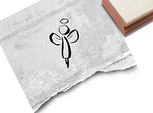Stempel Motivstempel Engel Schutzengel - Weihnachtsstempel Weihnachten Karten Geschenkanhänger Basteln Weihnachtsdeko Tischdeko - zAcheR-fineT (klein ca. 17 x 29 mm)