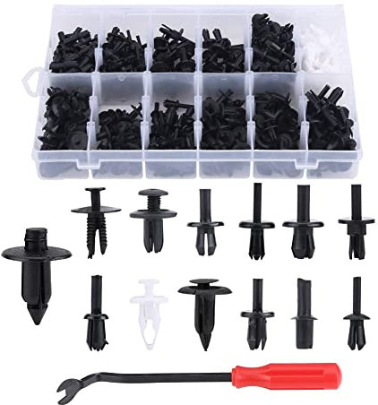 Fydun Auto Clips, 350er Sortiment, Karosseriehalter, Kunststoff Push Pin Nietverschlüsse, Zierleiste Clip Kit, W/Schraubendreher, Schwarz