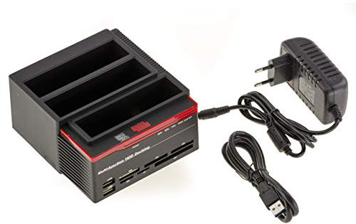 KALEA-INFORMATIQUE Docking Station tripla a 2 porte SATA e una porta IDE da 2,5 e 3,5 a USB 3.0. Dock per HDD con funzione CLONING e alimentazione 3A.