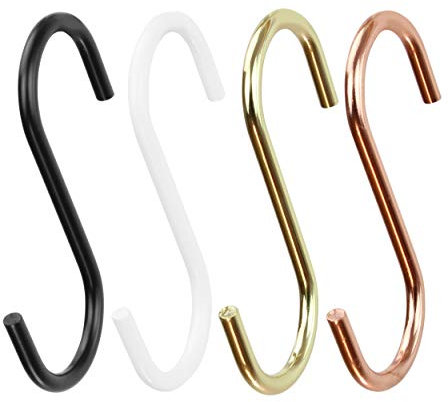 Natural Goods Berlin 15x S-Kleiderhaken, Garderobenhaken für runde und eckige Kleiderstangen, Metall Wirbelhaken, Fleischerhaken, Garderobenhaken, platzsparend (Roségold, 15er Set)
