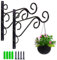 MAIREULB Wall Hook Hanging Plant Bracket, 2 Pcs Garden Brackets Hanging Flower Pot Hangers with Screw for Lanterns, Bird Feeders Wind Chimes Planters Indoor Outdoor Decoration Hooks, Black