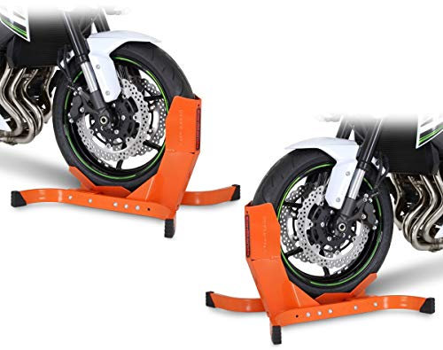 2X Vorderradhalterung/Motorradständer ConStands Easy-Plus bis 21 Zoll orange
