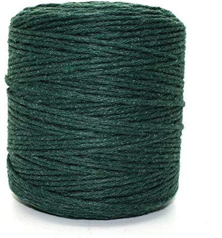 Premium Green Macrame Cord, 100 m / 328 ft of 5 mm Thick Natural Cotton Thread Yarn Macrame Rope for Wall Hangings, Plant Hangers, DIY Crafts, Home Decorations, Gift Wrapping (Reel)