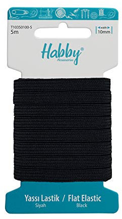 Habby Accessories 5m Gummiband | Elastic Bands | Gummilitze | Gummizug | Gummiband Nähen | Flach | 10mm | Schwarz
