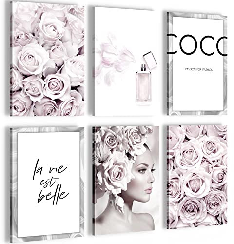 Novart Wandbilder Set Coco Fashion - KOMPLETT AUFHÄNGFERTIG - Made in Germany - Moderne Bilder Wohnzimmer Mädchen Teenager - N000764a