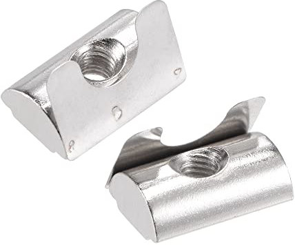 sourcing map 12Stk.M5 Roll-in-Feder-T-Mutter mit Federblech Kohlenstoffstahl für Aluminium-Strangpressprofilschiene der Serie 3030/4040 mit 8mm Schlitz