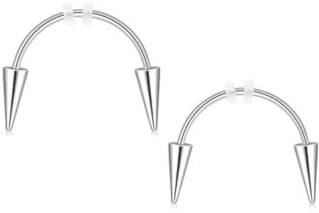 Crdifu Smiley Piercing Vampire Teeth Schmuck Silber 16G Hufeisen Chirurgenstahl Piercing Rings Set