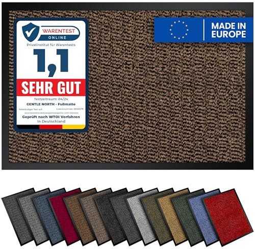 Gentle North Hochwertige Fußmatte beige schwarz 90x150cm groß für Innen & Außen - Schmutzfangmatte rutschfest, waschbar & wetterfest - Fussmatte für Eingangsbereich & Aussenbereich - Läufer Flur dünn
