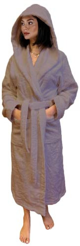Lisola Accappatoio, Accappatoio Uomo e Donna, per Hotel e Luxury SPA, in Spugna di Cotone, con Cappuccio, Tinta Unita, Taglia S, Colore Rosa Antico. Modello: Perla