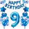 HCRXVV 9. Geburtstag Dekoration Blau 9 Jahr Jungen Geburtstagsdeko Set,Blaue Happy Birthday Girlande Banner Folienballon Jungen Party Deko Geburtstag Party für Wohnzimmer,Luftballons Zahl 9 Blau